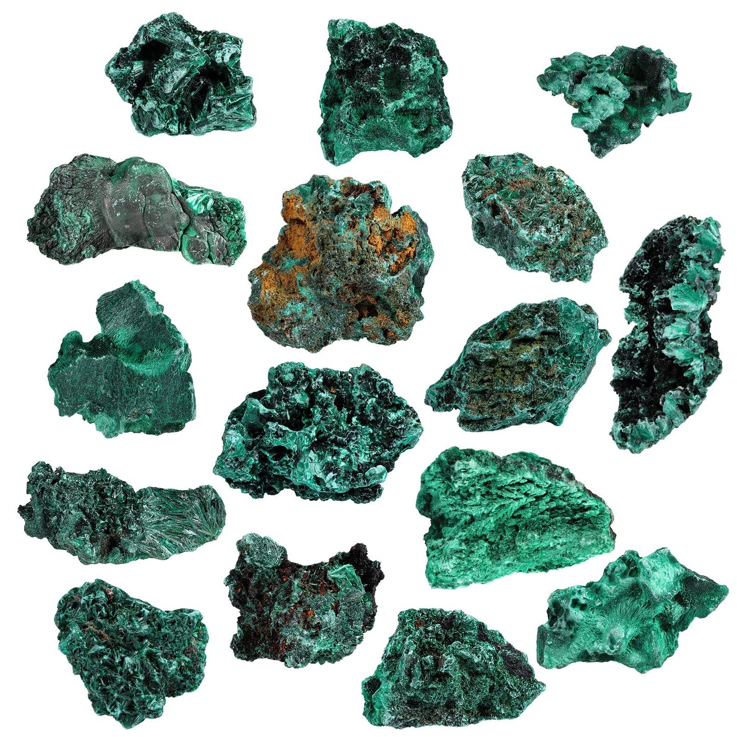 Amogeeli Natural Raw Malachite Crystal Cluster Specimen for Collection, Healing Mineral Stone Decoration for Home Office, 0.02-0.11 lb