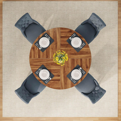 Tribesigns 47 inch Round Dining Table Wood Kitchen Table for Dining Room, 47" Dinner Room Tables for 4-6, Farmhouse Accent Furniture with Wooden Tabletop and Cross Base, Rustic Brown