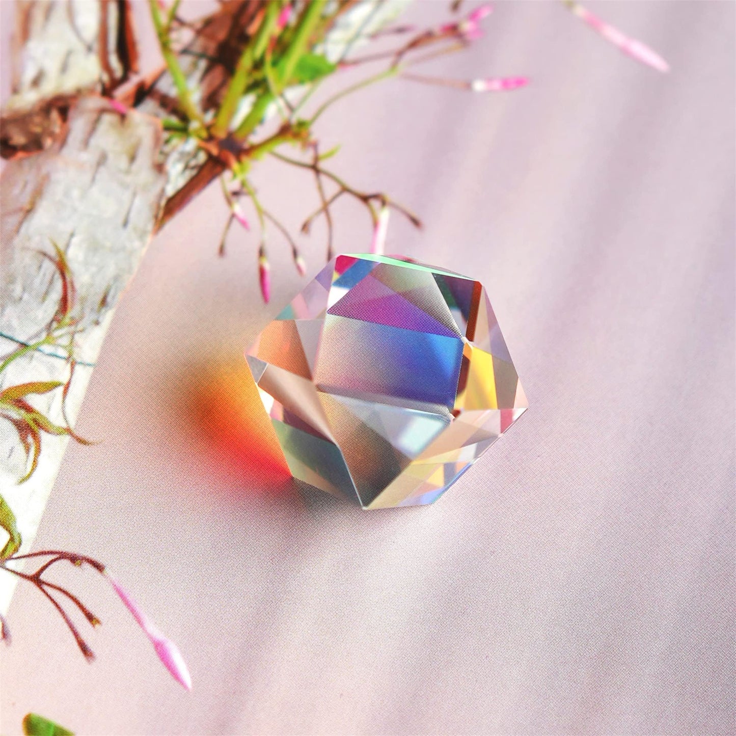 HDCRYSTALGIFTS 1.1inch Color Crystal Faceted Optical Prism Beam Splitter Light Refracting Photography Science Glass Prisms