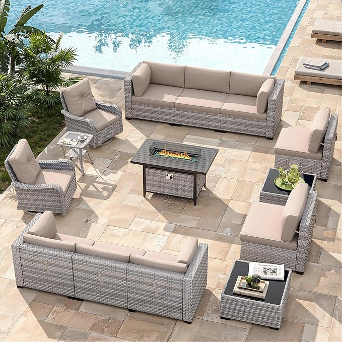 10-Seat Outdoor Wicker Patio Furniture Set