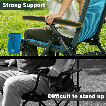 SUNNYFEEL Folding Camping Chair Heavy Duty Ergonomic Chairs Support 500lbs with Adjustable Breathable High Back Support and Cup Holder, Aluminum Frame for Fishing, Camp, Beach, Lawn, RV, Patio