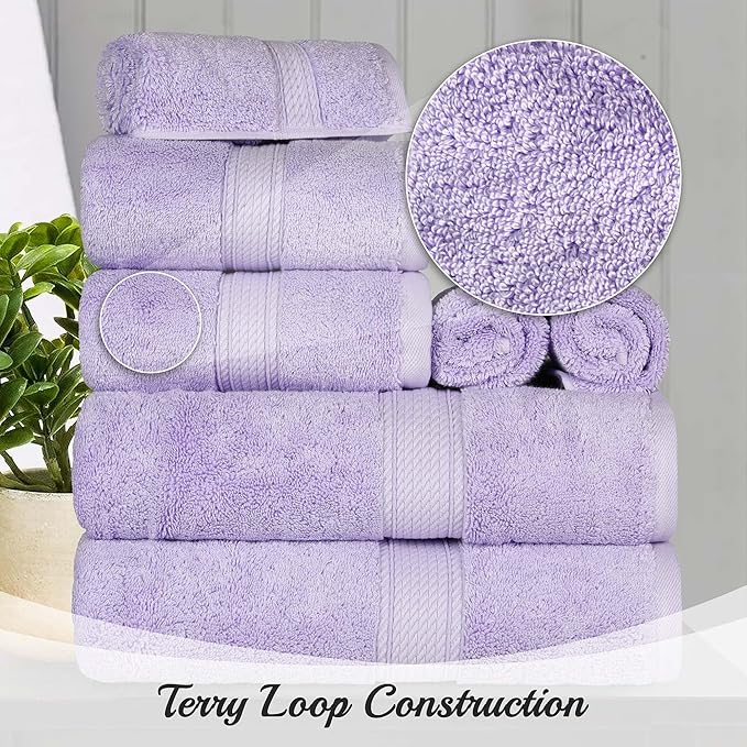 Superior Egyptian Cotton Pile 9 Piece Towel Set, Includes 3 Bath, 3 Hand