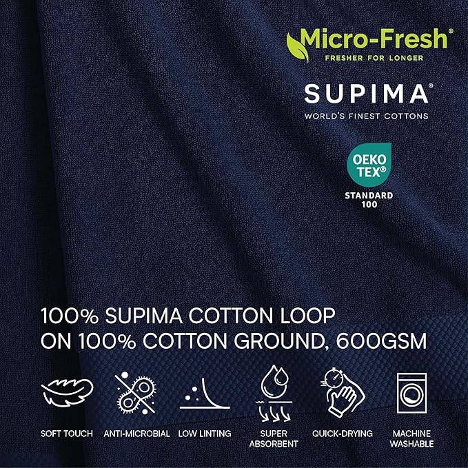 Lacoste Heritage 100% Supima Cotton Bath Towel, Premium Super Soft Bath Towel