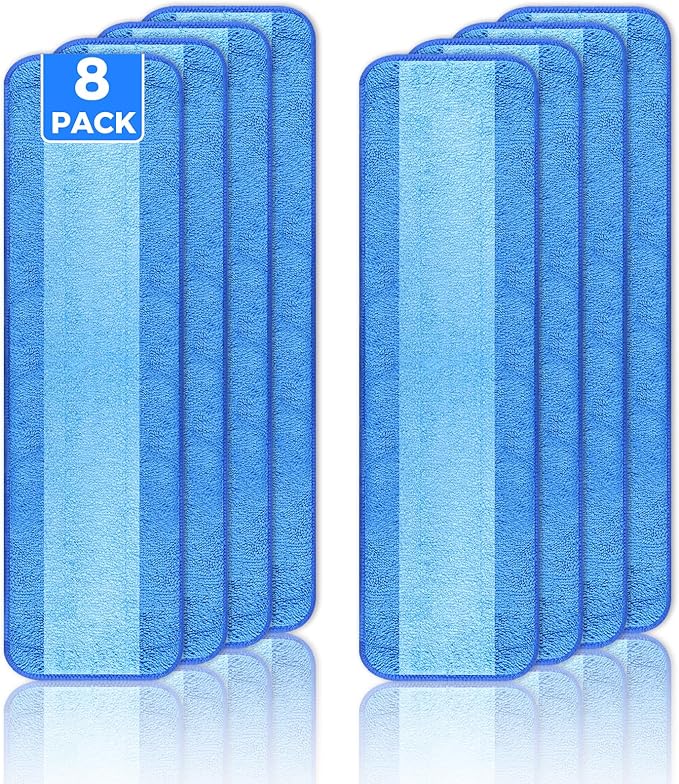 8-Pack Microfiber Cleaning Pads, 18-Inch Microfiber Mop Pads Compatible