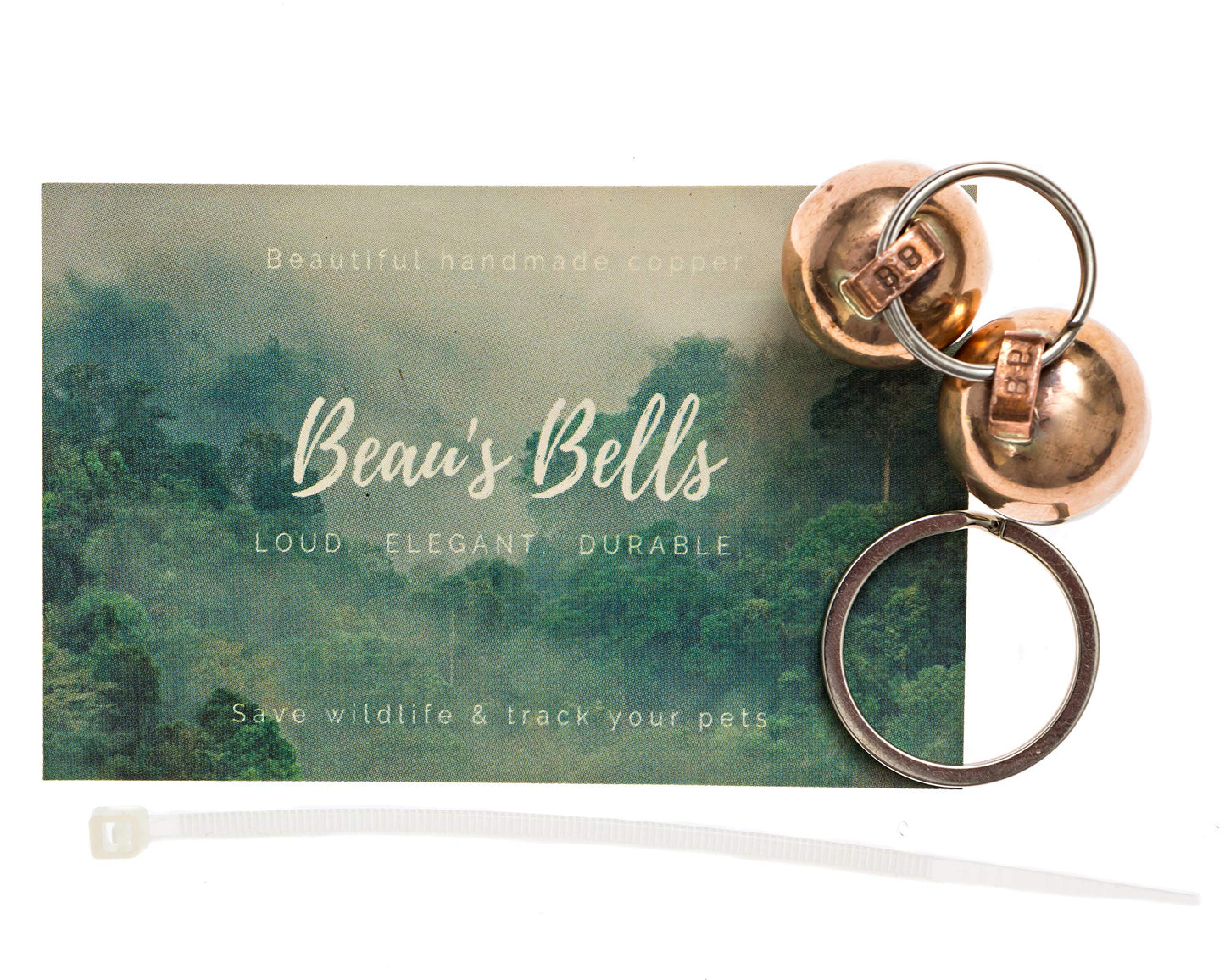 Beau's Bells 2 Extra Loud Cat & Dog Bells | Pet Tracker | Save Birds & Wildlife Handmade Copper (Small)