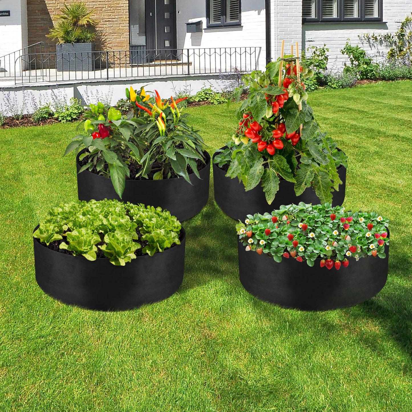 LBTING 4Pcs 30 Gallon Plant Grow Bags, Fabric Raised Planting Bed Heavy Duty Non-Woven Fabric Planter Pots for Garden Vegetables Flowers