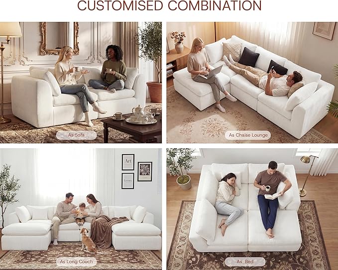 GRUSIGN 141'' Oversized Boneless Cloud Couch