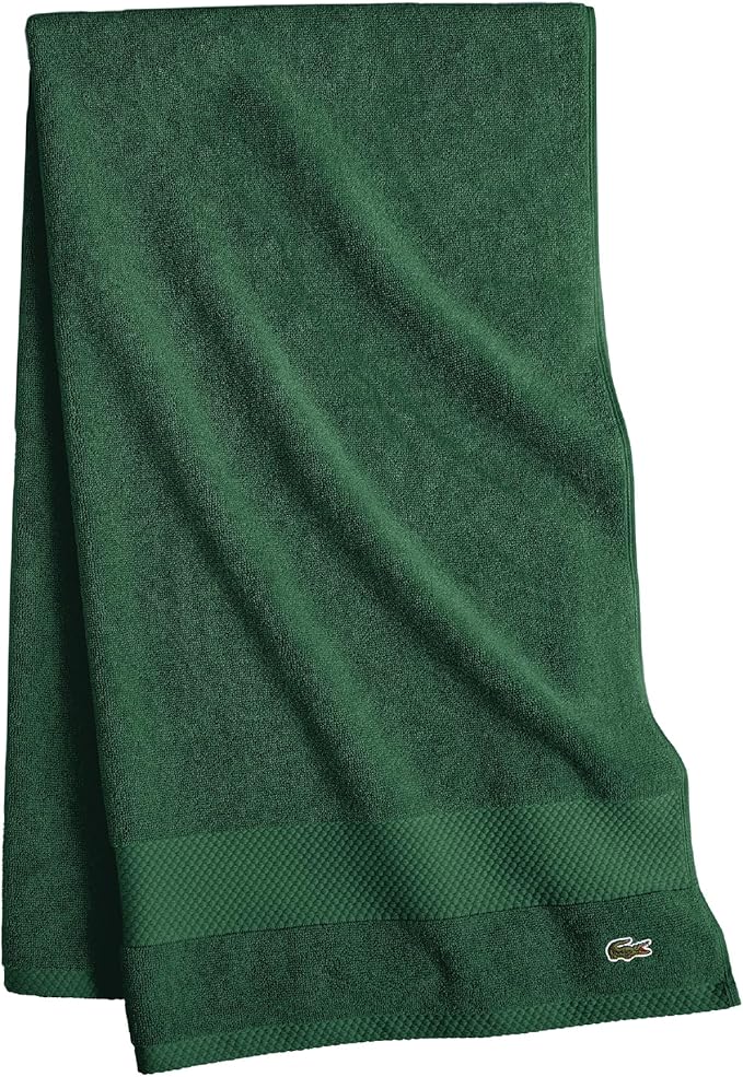 Lacoste Heritage 100% Supima Cotton Bath Towel, Croc Green, Premium Super Soft