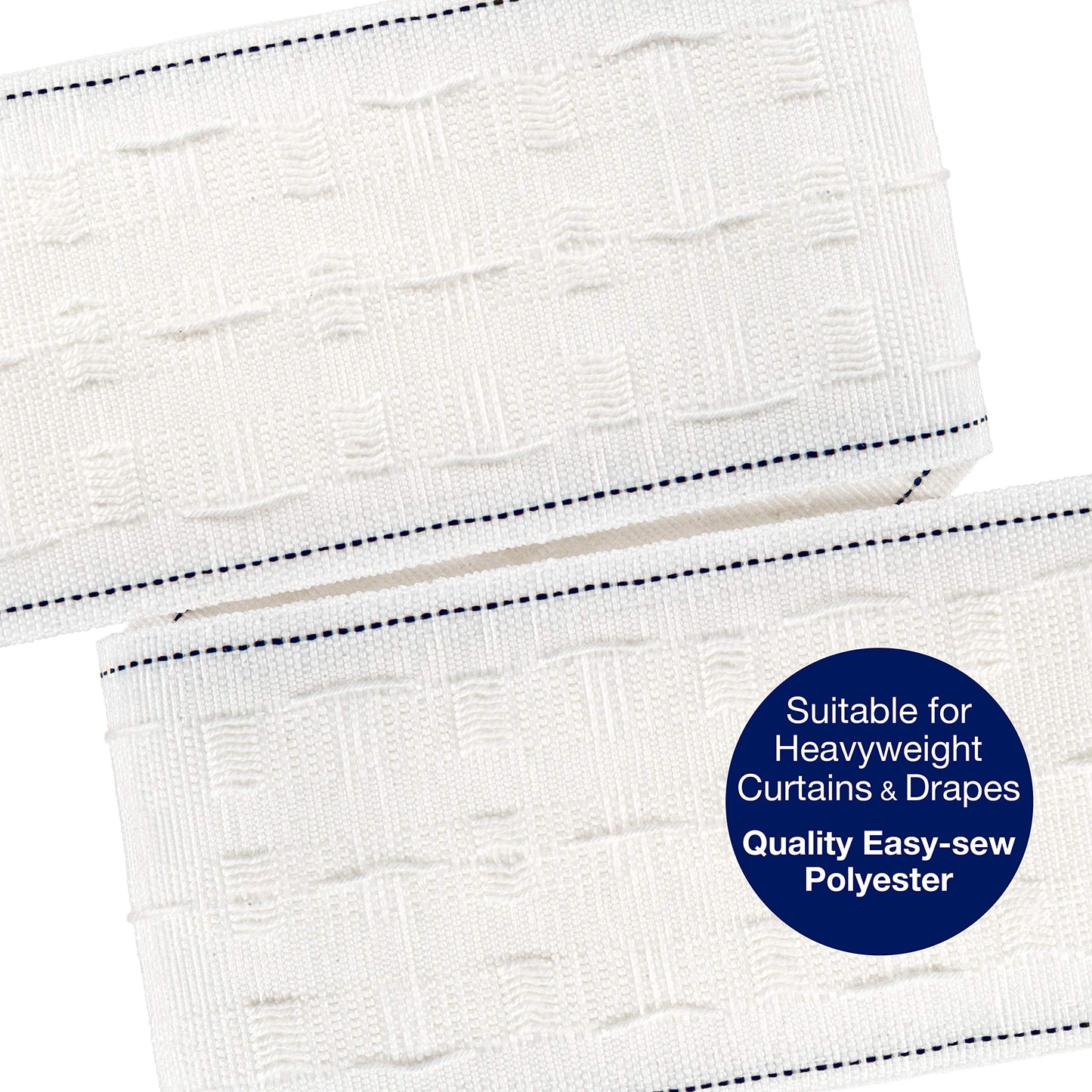 The Bead Shop Curtain Tape | White 75mm 3 Inch Header Tape 10 metres | Heading Tape for Pencil Pleat Curtains, Wave Curtains | Supplied A UK Brand