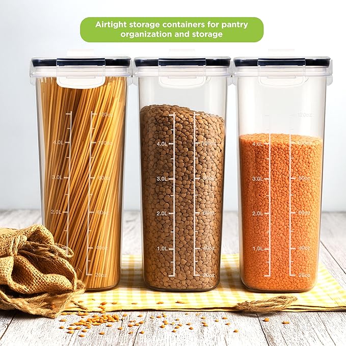 Utopia Kitchen Cereal Containers Storage Set – 4 Pack 4L Airtight Food Storage