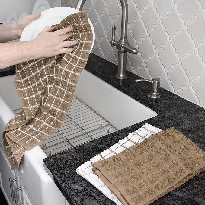Ritz Terry Check Kitchen Towels: Highly Absorbent & Super Soft, Durable Kitchen
