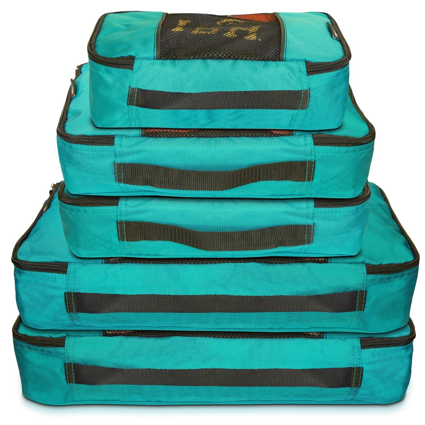TravelWise Luggage Packing Organization Cubes 5 Pack, Teal, 2 Small, 2 Medium, 1 Large (TWPC-24)
