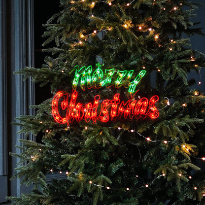 16Inch Merry Christmas Decoration Lights, Christmas Window Silhouette Lights, Double Side Sign Lamp Decoration for Holiday Indoor Wall Door Glass Decorations