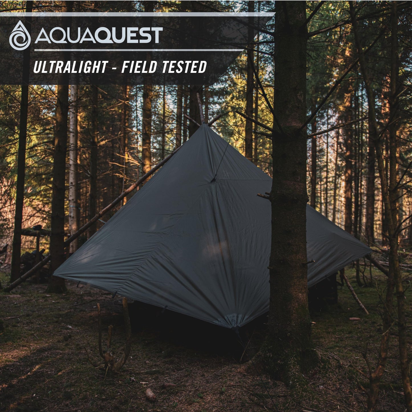 AquaQuest Guide Tarp – Ultralight Waterproof (5,000 mm) Seam‑Taped 40D Ripstop Rain Fly for Backpacking, Stealth Camping & Thru‑Hiking – 13×10 Olive Drab