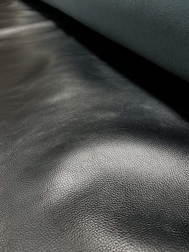 NAT Leathers | Black Pebbled Soft Faux Leather Fabric Material Sheet PU | 10