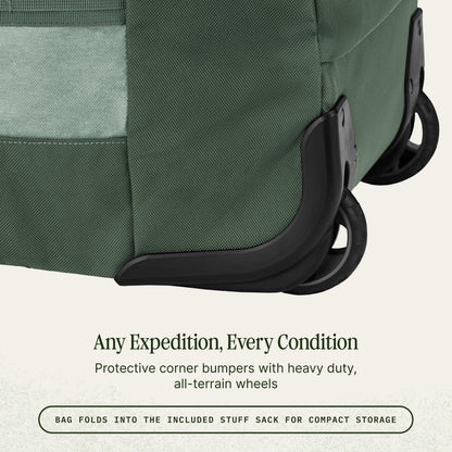 Eagle Creek Cargo Hauler Wheeled Duffel - Durable Duffel Bag for Travel - Easy Access Compartment - Deployable Backpack Straps - Lockable Zipper Opening - Duck Green - 130L
