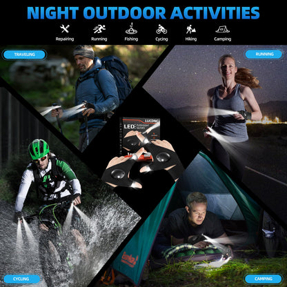 lucdnc Gifts for Men Stocking Stuffers for Adults LED Flashlight Gloves Cool Gadgets Tools Outdoor Hands Free Flashlights for Fishing Repairing Camping Unique Men Birthday Christmas Gifts