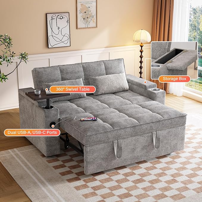 65'' 3-in-1 Convertible Sofa Bed