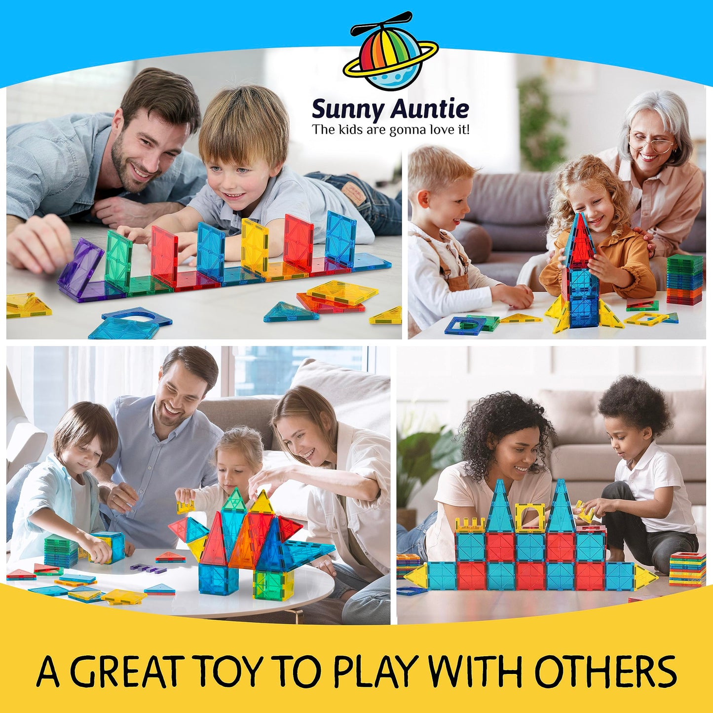 Magnetic Tiles 125 PCS (XL SET), Magnetic Tiles for Kids, Toy for 3 4 5 6 7 8 Year Old Boys & Girls, Large Building Set, Great Gift for Kids Aged 3-8, Gift Box, + Bonus Zippered Carrying CASE