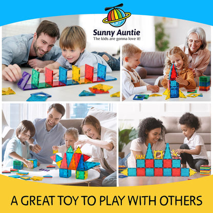 Magnetic Tiles 125 PCS (XL SET), Magnetic Tiles for Kids, Toy for 3 4 5 6 7 8 Year Old Boys & Girls, Large Building Set, Great Gift for Kids Aged 3-8, Gift Box, + Bonus Zippered Carrying CASE