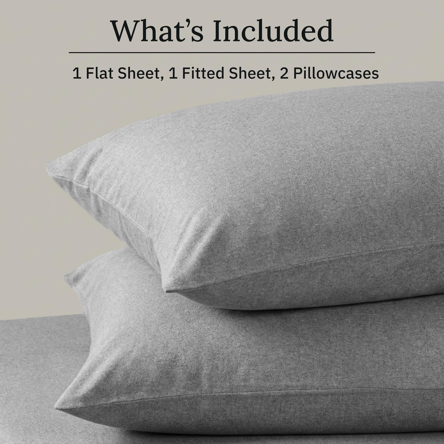 California Design Den Flannel King Sheet Set - Made in Portugal, 4-Piece 100% Cotton King Size Sheet Set, Thick, Velvet Soft, Triple-Brushed with Extra Deep Pockets - Heather Grey