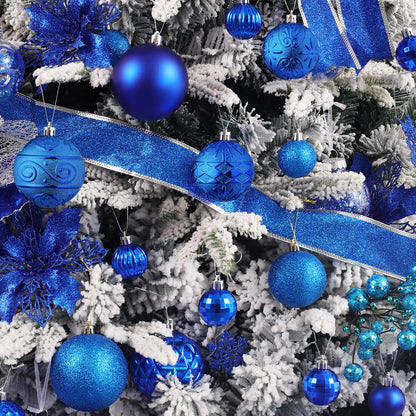 Wironlst Christmas Ball Ornaments - 30pcs Shatterproof Plastic Christmas Ornaments Hanging Ball Decorations for Xmas Tree, Holiday, Wedding, Party (Multi-Size, Blue)