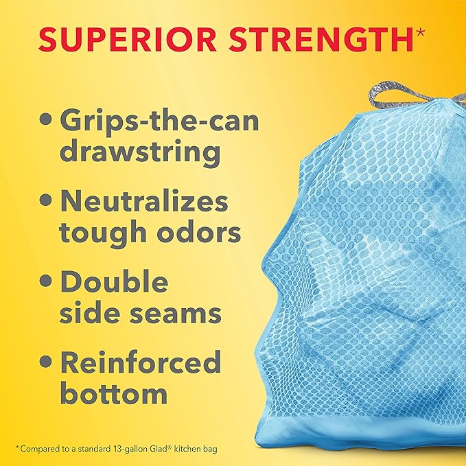 Glad Tall Kitchen Trash Bags 13 Gallon, MaxStrength Beachside Breeze Garbage