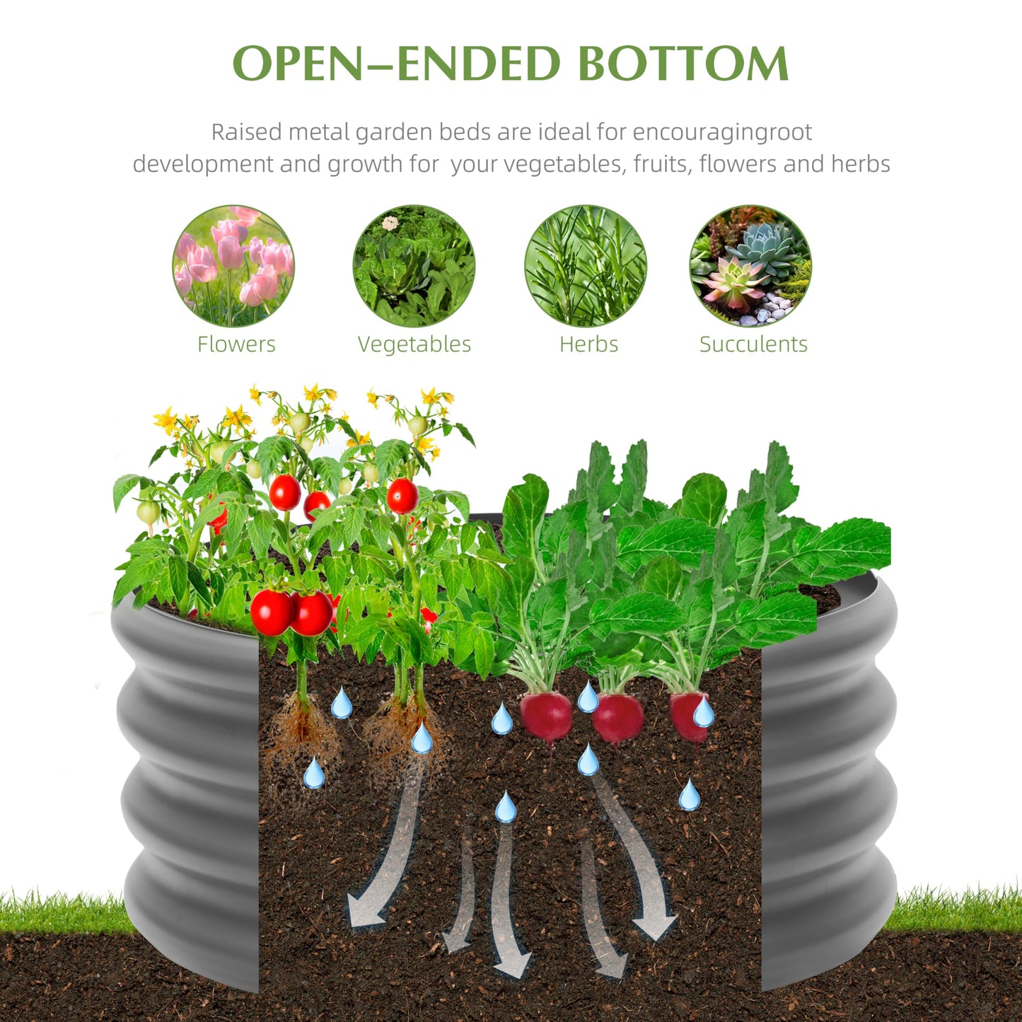 2-Pack 2x1ft Galvanized Raised Garden Bed, Outdoor Planter Bed, Metal Planter Box for Gardening and Planting