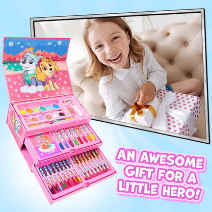 Paw Patrol Art Set Kids Colouring Pencils Felt Tip Pens Crayons Paints Stationery Crafts Boys Girls Art Supplies Preschool Travel 40 Plus Pcs Gift Set (Pink)