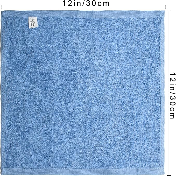 Basic Wash Cloths 12x12 Inches – Pack of 12 – Blue Color – Soft and Absorbent