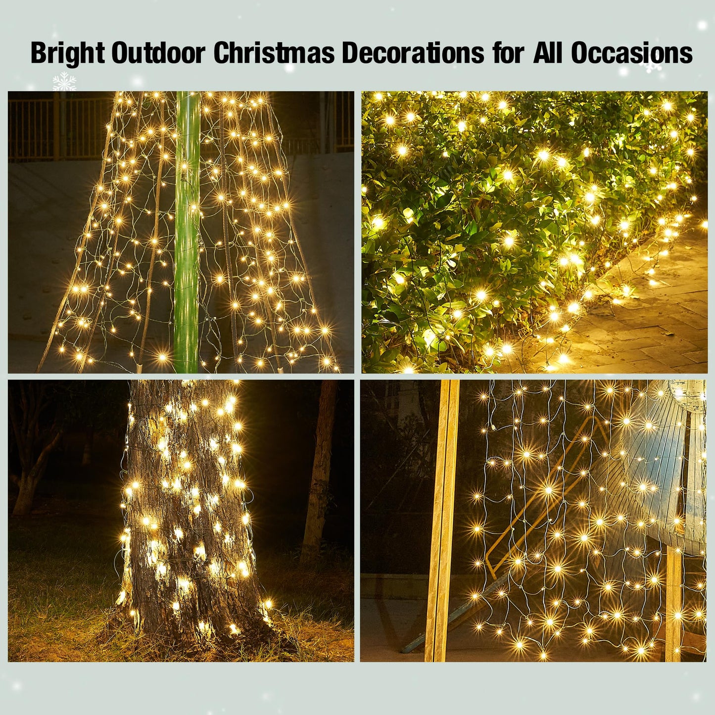 Led Christmas Net Lights Outdoor Christmas Bushes Lights 120Led 6ftx5ft, Connectable Outdoor Indoor Mesh Net Lighting for Xmas Holiday, Garden, Lawn, Shrubs, Trees, Bushes Decorations(WarmWhite)