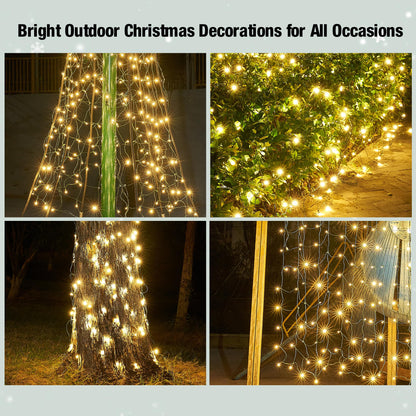 Led Christmas Net Lights Outdoor Christmas Bushes Lights 120Led 6ftx5ft, Connectable Outdoor Indoor Mesh Net Lighting for Xmas Holiday, Garden, Lawn, Shrubs, Trees, Bushes Decorations(WarmWhite)