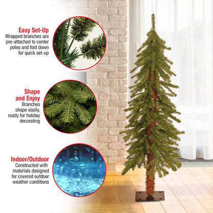 National Tree Company 4 ft Unlit Hickory Cedar Mini Artificial Christmas Tree, 225 Tips, Metal Plate Base, Green