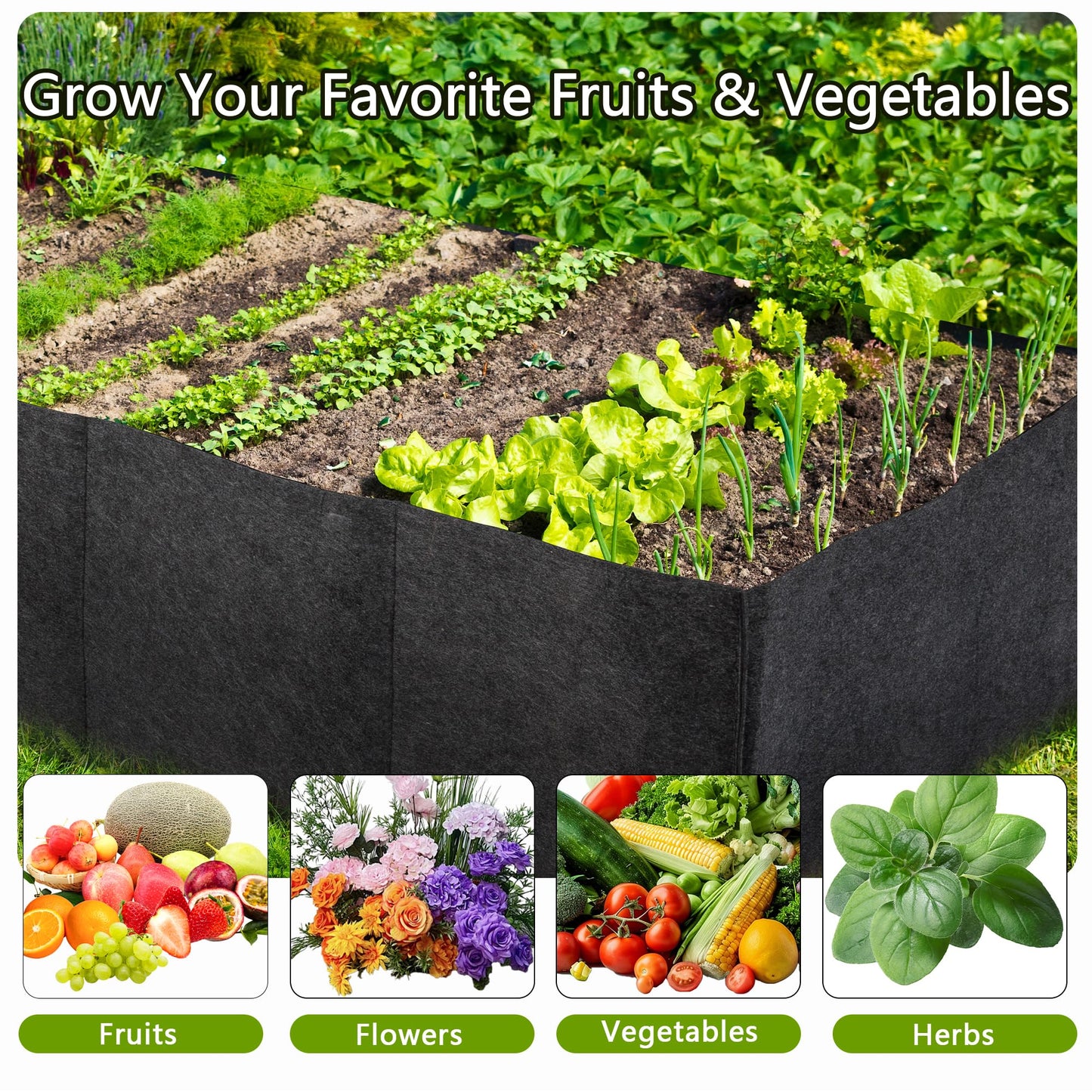 FVOTNW 2-Pack 3 Grid Fabric Raised Garden Bed 22 Gallon, 3x1x1 FT Thickened Garden Grow Bags with Handles - Indoor Outdoor Planter Bags for Vegetables, Herbs, Flowers