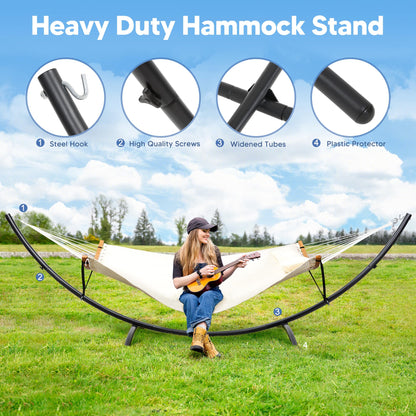 SUNCREAT Hammocks for Outside with Stand, Porch Hammock and Stand, 475 lbs Capacity, Patent Pending, Beige