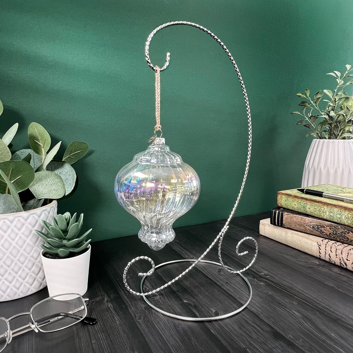Bard's Twisted Silver Ornament Stand, Large, 12.25" H x 5.5" W x 7.5" D