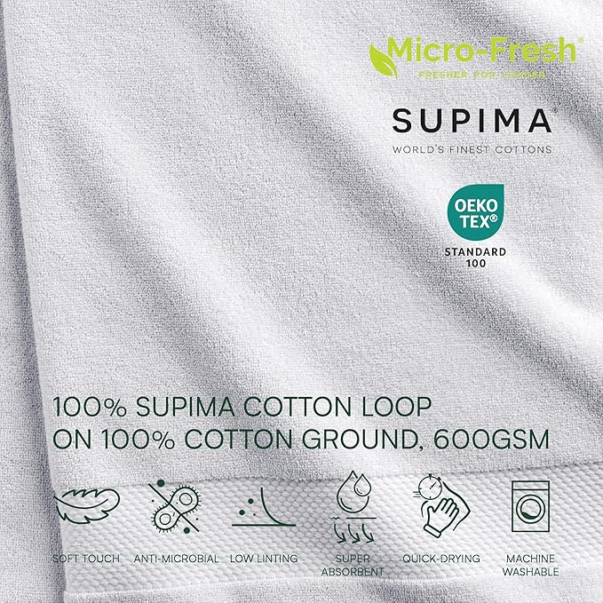Lacoste Heritage 100% Supima Cotton Hand Towel, Premium Super Soft Bath Towel