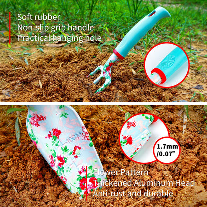 JUMPHIGH Womens Gardening Gifts Set - Floral Gardening Tools with Tote Bag - Gifts for Mom, Girlfriend or Women - Birthday, Christmas (Blue)