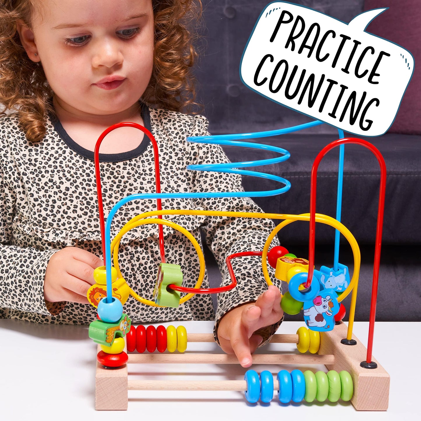 Jaques of London Activity Cube | Premium Wooden Activity Cube for Toddlers with Bead Maze and Abacus | Fun and Educational Bead Maze Toy | Wooden Activity Table for Early Learning | Since 1795