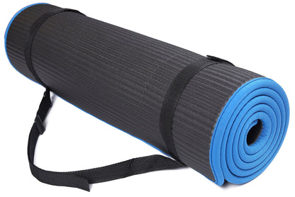 Fitvids All-Purpose 2/5-Inch (10mm) Extra Thick High Density Anti-Slip Exercise Pilates Yoga Mat with Carrying Strap, Multiple Colors