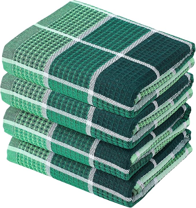 Bright Large Kitchen Towels, 16 Inch x 26 Inch Buffalo Check Dish Towels