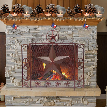 BestGiftEver 1-Piece Metal Star with Texas Map Ornament Rustic Style Gift Idea Western Lone Star 3-D Texas Map Christmas Metal/Tin - Tree or Wall Hanging