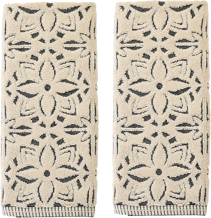 SKL Home Lisbon 100% Cotton Premium 2-Piece Hand Towel Set, 600 GSM, Reversible