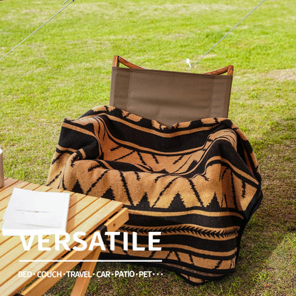 ACUSHLA Merino Wool Camping Blanket Soft Warm Thick Washable Large Outdoor Camping Travel Throw All Weather Sierra Khaki 200x160cm