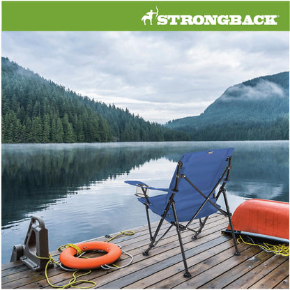 STRONGBACK Camping Chair Guru Heavy Duty Camping Chairs with Lumbar Suppor - Backpack Folding Camp Chair - Navy