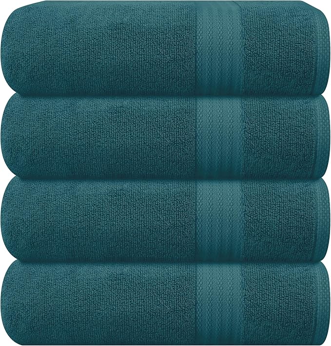 GLAMBURG Premium Cotton 4 Pack Bath Towel Set
