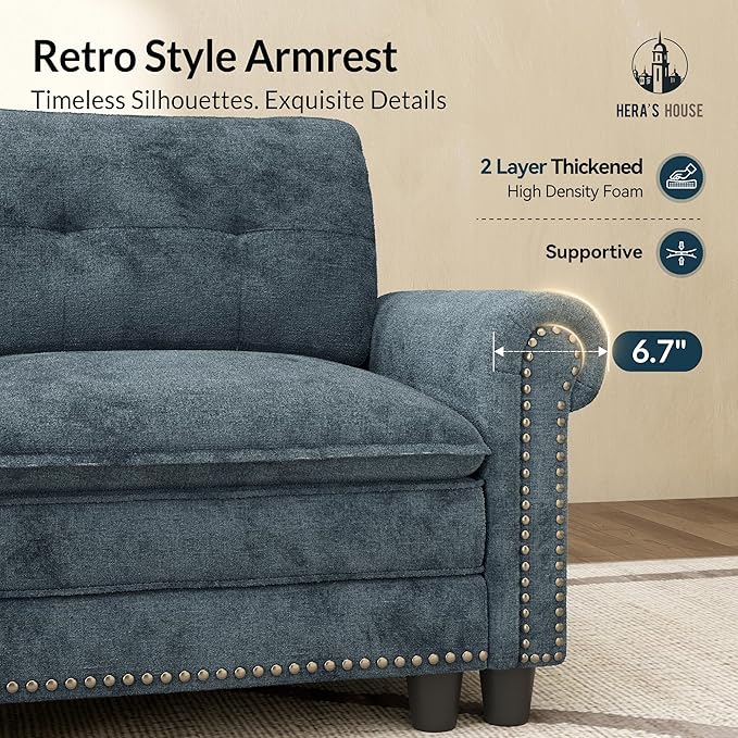 HERA'S HOUSE 73.2" Mid-Century Modern Loveseat, Oversized Sectional Couch