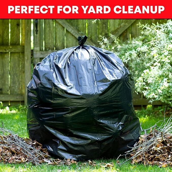 Tasker 44-45 Gallon Trash Bags Heavy Duty, Extra Large Black Trash Bags