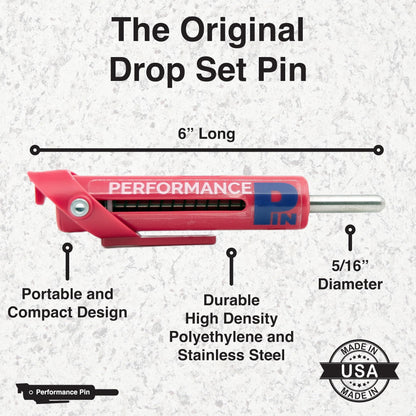 PERFORMANCE PIN The Original Drop Set Pins for Gym | One More Rep with Weight Stack Pins | Instant Transition to Lower Weights for More Reps | Proudly Made in America | 5/16" Pin | Red