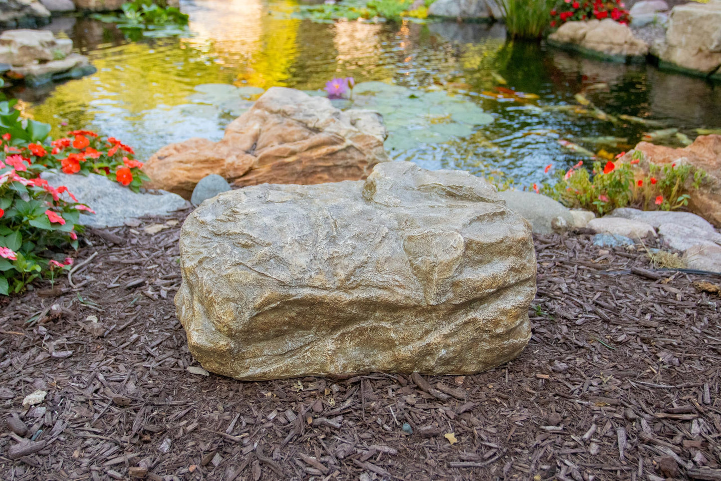 Aquascape Faux Rock Cover, Natural Look for Concealing Cables and Equipment, Lightweight Decorative Landscape Cover, Weather-Resistant, 25 in x 15 in,78416